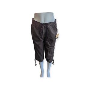 Calvin Klein Pants Womens 12 Brown Tie On Waist Pull On Capri Cargo Bottoms